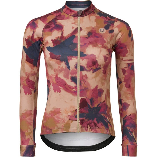 AGU Trend Oil Flower Langarm Trikot Damen Rot/bunt