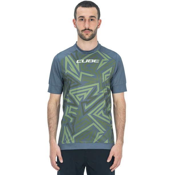 Cube ATX TM Rundhals Kurzarm Trikot Herren Oliv/grau – Bild 2