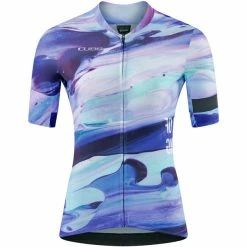 Cube Blackline Art Kurzarm Trikot Damen Blau/weiß