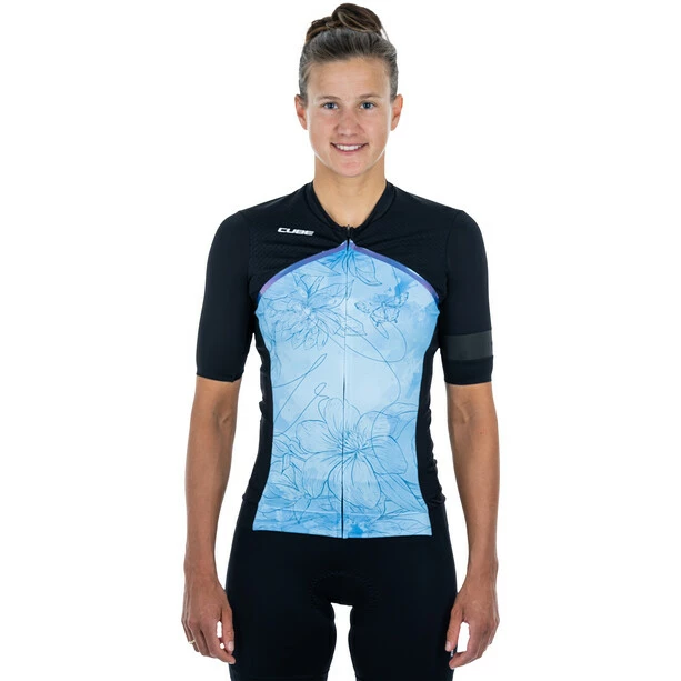 Cube Blackline Kurzarm Trikot Damen Blau – Bild 2