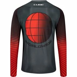 Cube Vertex Rundhals Langarm Trikot Herren Grau/rot