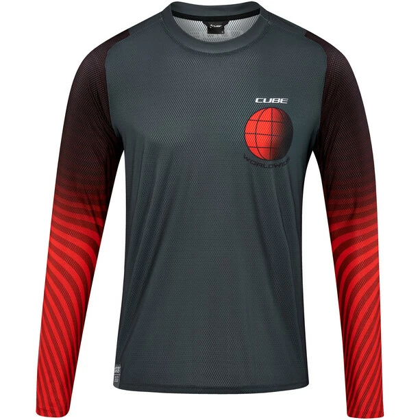 Cube Vertex Rundhals Langarm Trikot Herren Grau/rot – Bild 2