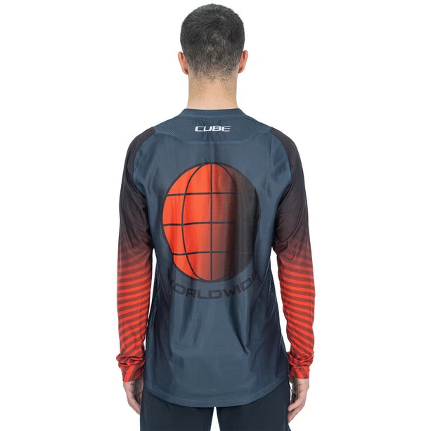 Cube Vertex Rundhals Langarm Trikot Herren Grau/rot – Bild 4