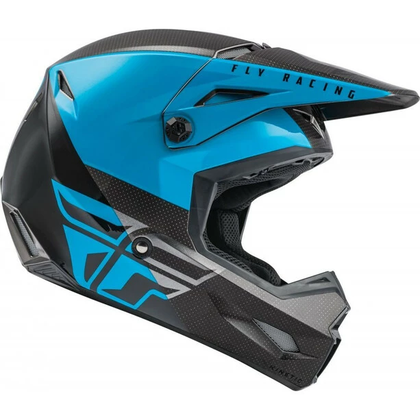 Fly Racing Kinetic Straight Edge Helm Grau/blau – Bild 2