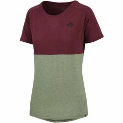 IXS Flow Mountain Kurzarm Tech Tee Damen Rot/oliv