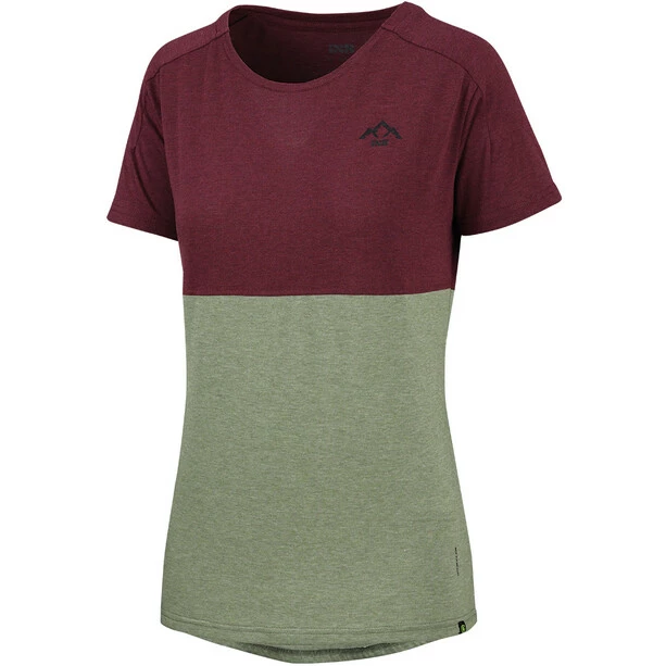 IXS Flow Mountain Kurzarm Tech Tee Damen Rot/oliv