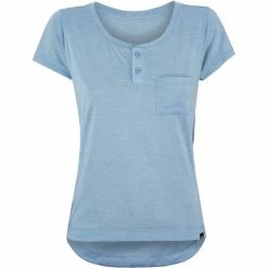 Patagonia Cap Cool Trail Bike Henley Kurzarmtrikot Damen Blau